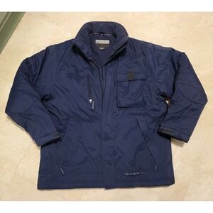 VTG 00s Y2K Nike Mens Nylon Insulated Full Zip Heavy Navy Blue Jacket Sz L Large